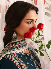 MAHNUR-3PC LAWN LASERWORK EMBROIDERED SHIRT WITH KHAADI NET EMBROIDERED DUPATTA AND TROUSER-W.J-4689