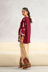 ETHNC-2PC-RAW SILK EMBROIDERED SHIRT AND SHAMOZ SILK PRINTED TROUSER-W.J-15117