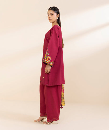 SAPPHIRE-3PC LAWN EMBROIDERED SHIRT WITH MONARK PRINT DUPATTA AND TROUSER-W.J-1507