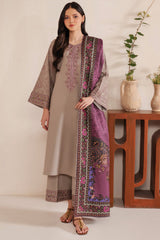 GARNET-3PC LAWN EMBROIDERED SHIRT WITH CHIFFON PRINTED DUPATTA AND EMB TROUSER-W.J-4617
