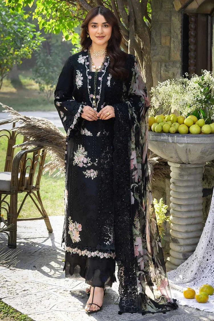 ELAF-3PC DHANAK CHIKAN EMBROIDERED SHIRT WITH WOOL PRINTED EMB SHAWL AND TROUSER-W.J-5102