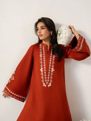 IZEL-2PIECE DHANAK EMBROIDERED SHIRT WITH DHANAK EMB TROUSER-WJ-15073