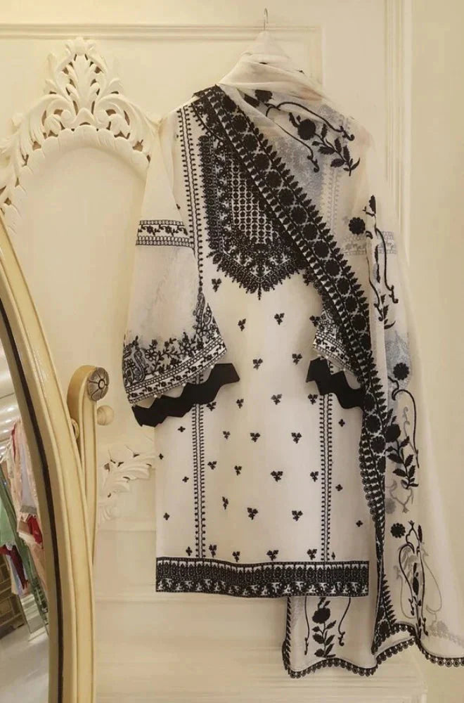 AGHA NOOR-3PC LAWN HEAVY EMBROIDERED SHIRT WITH EMBROIDERED BAMBER CHIFFON DUPATTA-_W.J-1457