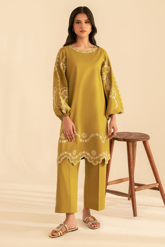 BATIK-2PC DHANAK EMBROIDRED SHIRT WITH DHANAK EMBROIDRED SLEEVES-WJ-1933