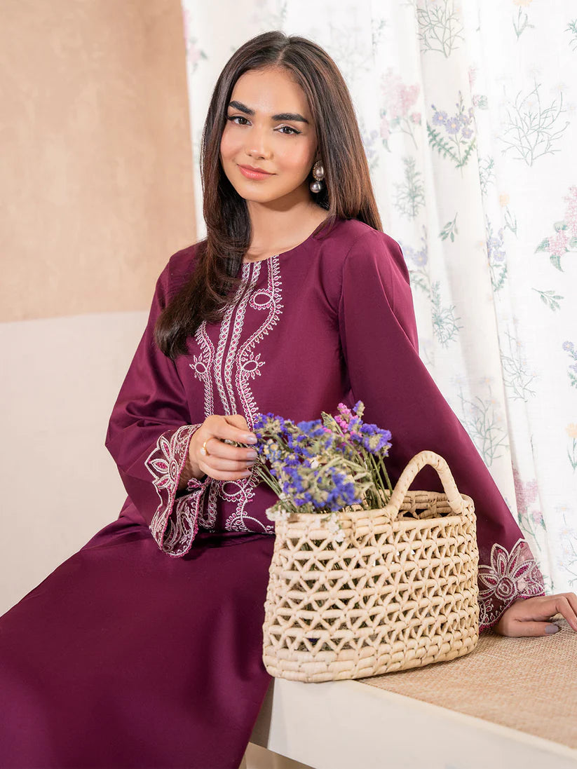 IZEL-2PC DHANAK EMBROIDERED SHIRT WITH DHANAK TROUSER-W.J-1783