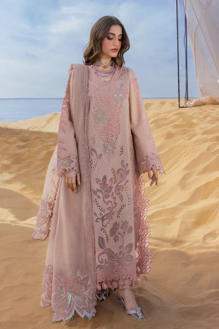 RANG RASIYA-3PC DHANAK LASERWORK & SEQUIN EMBROIDERED SHIRT WITH DHANAK SEQUINS EMBROIDERED SHAWL AND TROUSER -W.J-5096