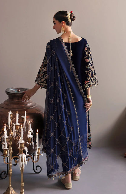 JAZMIN -VELVET 3PC-SEQUENCE EMBROIDERED WORK SHIRT WITH CHIFFON HEAVY SEQUANCE EMBROIDERED DUPATTA-W.J-1098