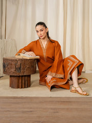 BATIK-2PIECE DHANAK EMBROIDERED SHIRT WITH DHANAK EMB TROUSER-WJ-15082