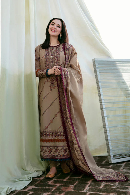 FLORENT-3PC DHANAK EMBROIDERED SHIRT WITH DHANAK EMBROIDERED SHAWL & TROUSER-W.J-1810