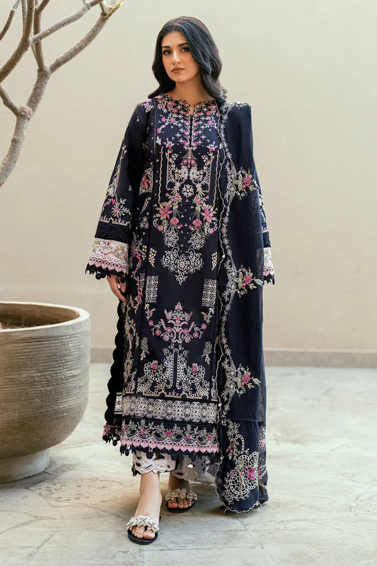 FLORENT-3PC DHANAK EMBROIDERED SHIRT WITH CHIFFON EMBROIDERED DUPATTA & TROUSER-W.J-1916