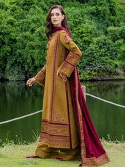 MUSHQ-3PC DHANAK EMBROIDERED SHIRT WITH DHANAK EMB SHAWL & TROUSER-W.J-5224