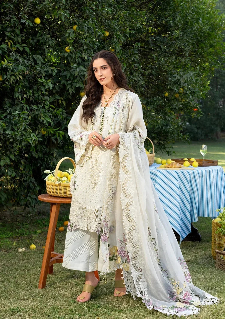 ELAF-3PC DHANAK EMBROIDERED SHIRT WITH DHANAK EMB SHAWL AND TROUSER-W.J-5217