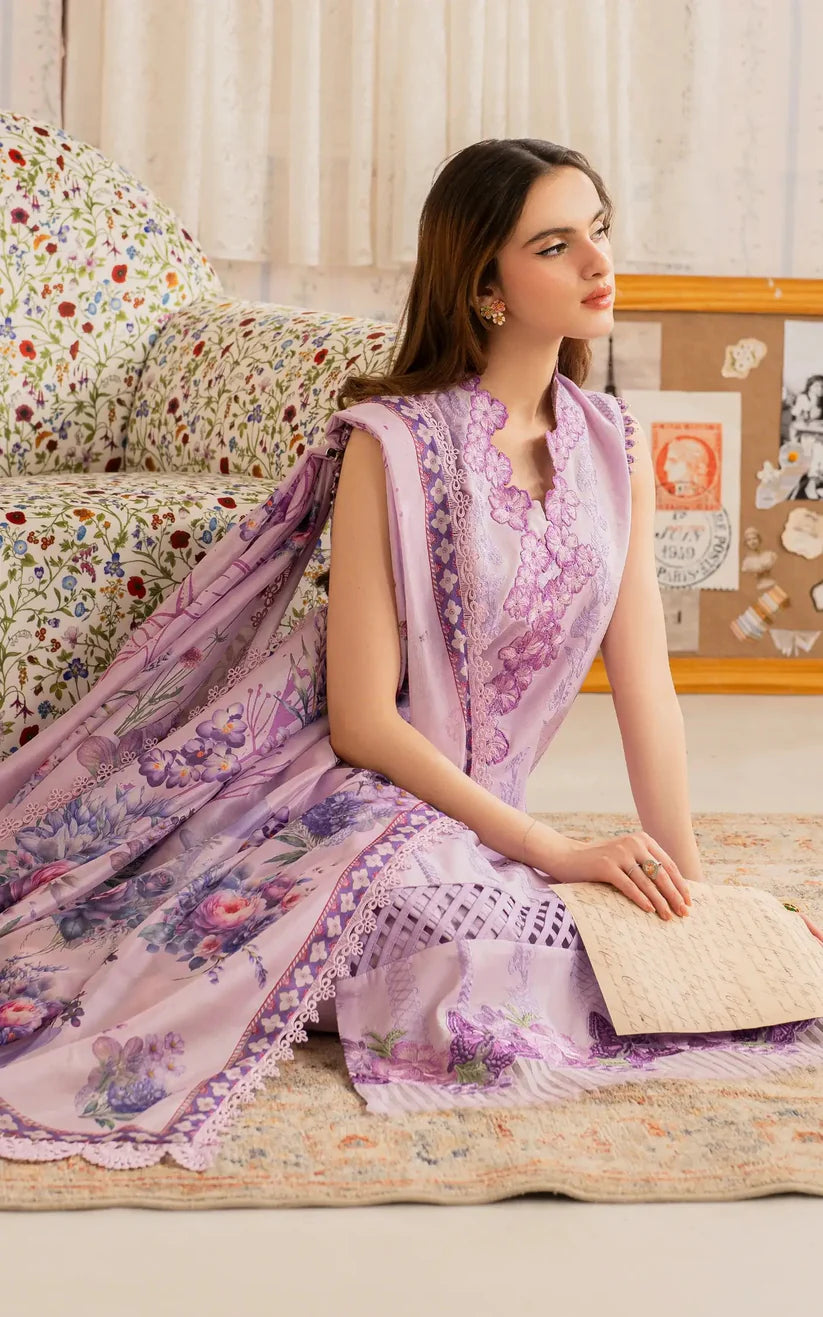 ASIFA NABEEL-3PC LAWN EMBROIDERED SHIRT WITH MONARK PRINTED DUPATTA AND TROUSER-W.J-1716