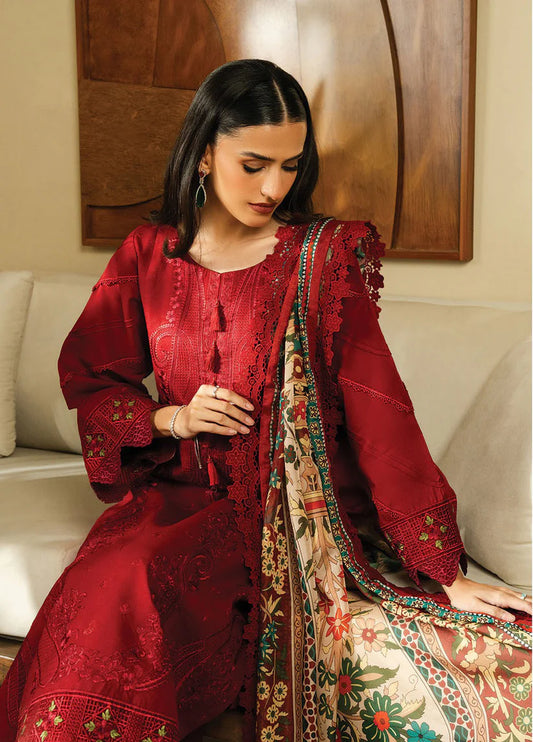 BATIK-3PC DHANAK EMBROIDERED SHIRT WITH COUTRAI WOOL PRINTED SHAWL AND TROUSER-W.J-1796