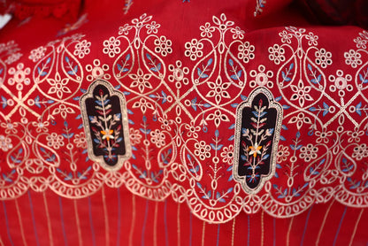 WearJora-3PC KHADDAR CUTWORK EMBROIDERED SHIRT WITH KASHMIRI JACQUARD WOOL SHAWL-W.J-1353