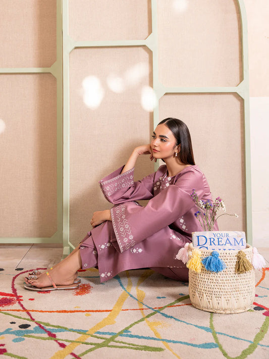 IZEL-2PC DHANAK EMBROIDERED SHIRT WITH DHANAK EMBROIDERED TROUSER-W.J-1990