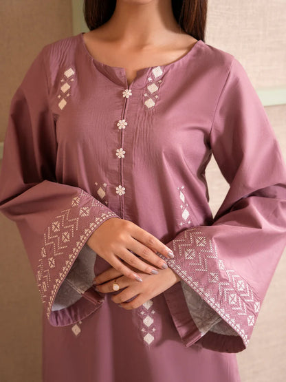 IZEL-2PC DHANAK EMBROIDERED SHIRT WITH DHANAK EMBROIDERED TROUSER-W.J-1990