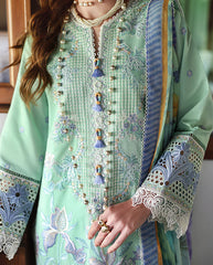 MUSHQ-3PC DHANAK HEAVY EMBROIDERED SHIRT WITH WOOL PRINTED DUPATTA AND TROUSER-W.J-5084