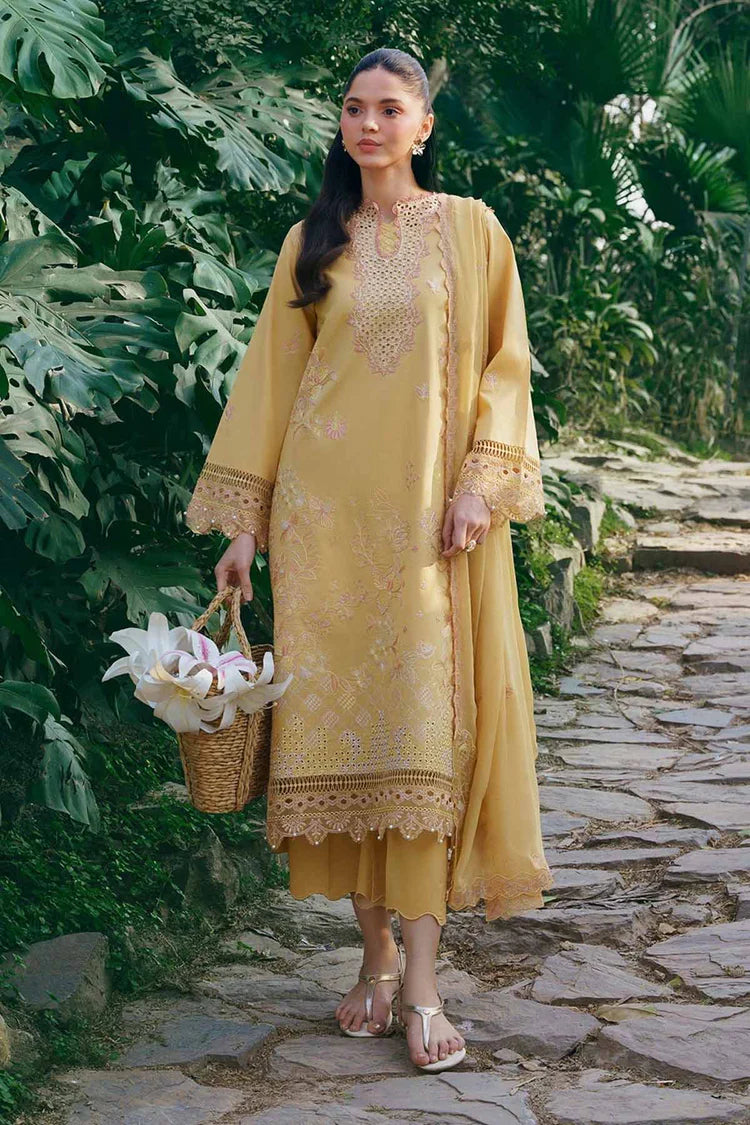 GARNET-3PC LAWN EMBROIDERED SHIRT WITH ORGANZA EMB EMBROIDERED DUPATTA AND TROUSER-W.J-4831