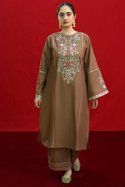 URGE-2PC DHANAK EMBROIDRED SHIRT WITH DHANAK EMBROIDRED TROUSER-W.J-1313