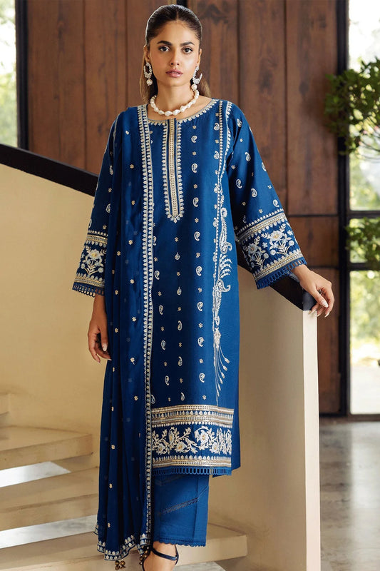 SO KAMAL- 3PC DHANAK EMBROIDERED SHIRT DHANAK EMBROIDERED DUPATTA AND TROUSER-W.J-1089