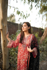 ANEELAS-3PC LAWN PRINTED SHIRT WITH SILK PRINTED DUPATTA AND TROUSER-W.J-048