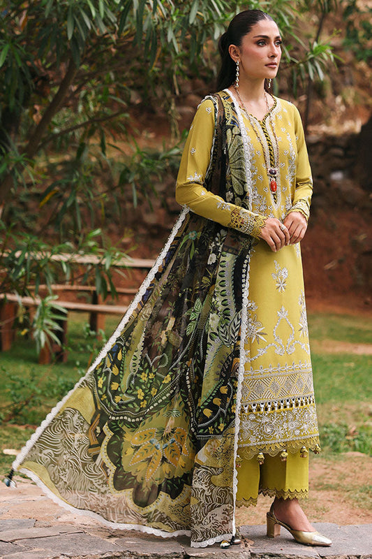 REPUBLIC WOMENSWEAR-3PC DHANAK EMBROIDERED SHIRT WITH COURTRAI PRINTED SHAWL & DHANAK TOUSER-W.J-1992