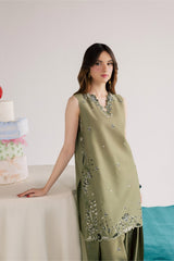 BATIK-2PIECE DHANAK EMBROIDERED SHIRT WITH DHANAK EMB TROUSER-WJ-15006