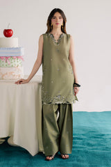 BATIK-2PIECE DHANAK EMBROIDERED SHIRT WITH DHANAK EMB TROUSER-WJ-15006