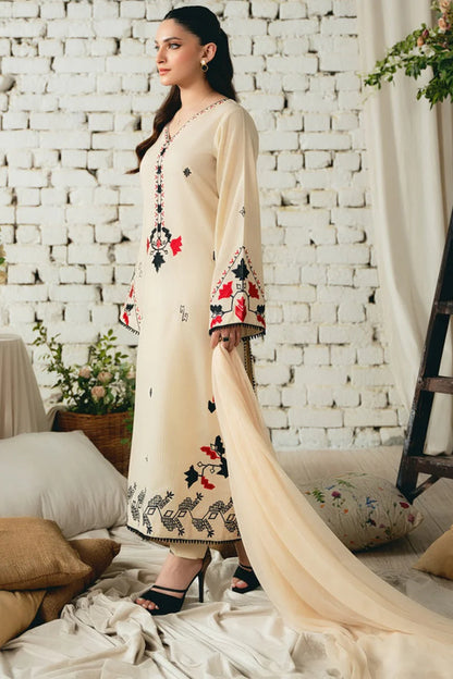 Asim Jofa-Lawn 3pc Embroidered Shirt With Bamber Chiffon Dupatta & Trouser-W.J-1443