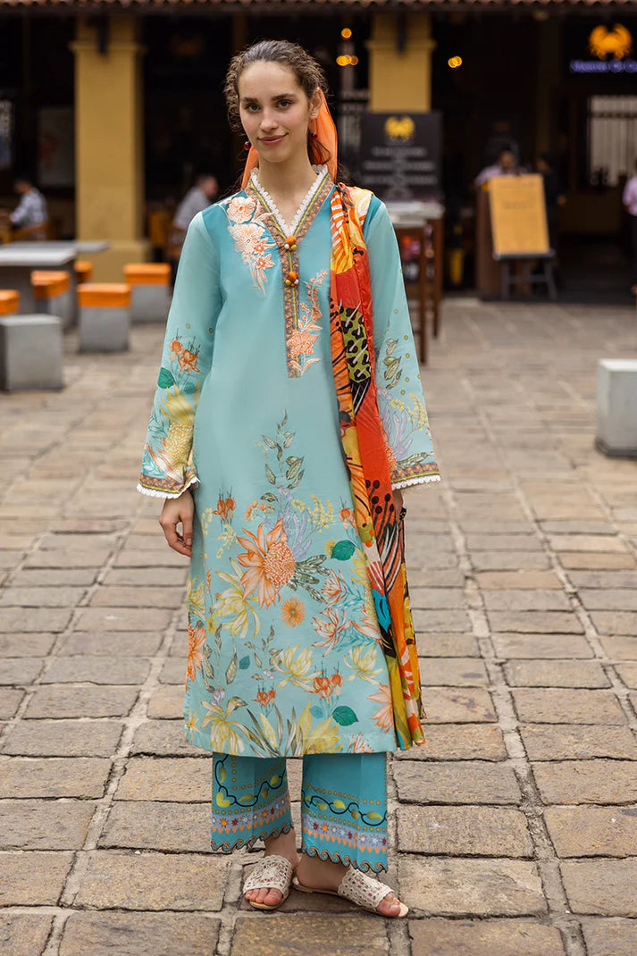 MUSHQ-3PC LAWN PRINTED SHIRT WITH CHIFFON PRINT DUPATTA AND PRINT TROUSER-W.J-2507