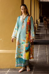 MUSHQ-3PC LAWN PRINTED SHIRT WITH CHIFFON PRINT DUPATTA AND PRINT TROUSER-W.J-2507