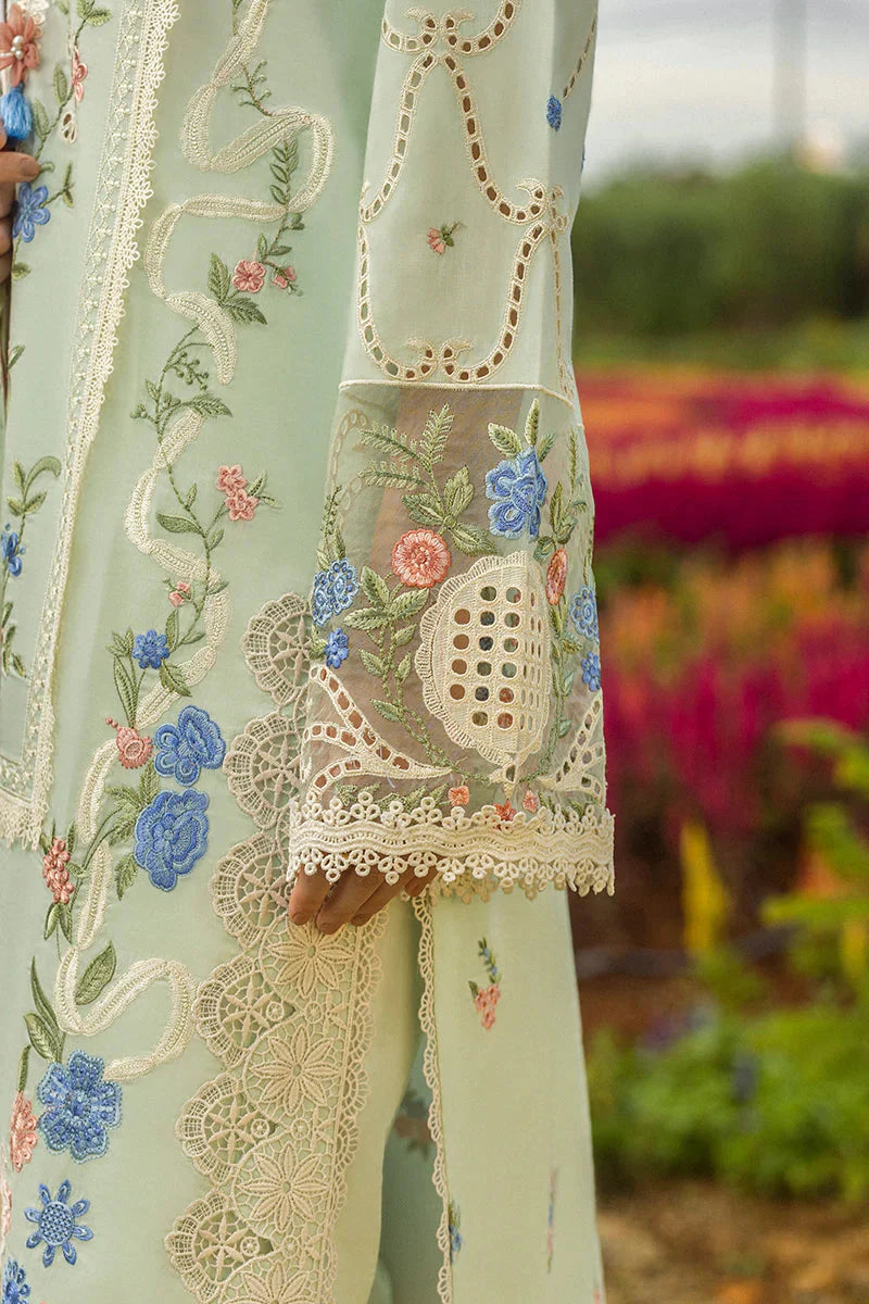 MUSHQ - 3PC LAWN CHIKANKAARI EMBROIDERED SHIRT WITH CHIFFON PRINTED DUPATTA AND TROUSER -W.J-1787