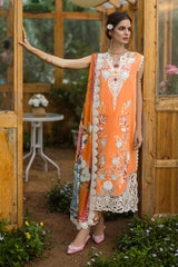 MUSHQ-3PC LAWN EMBROIDERED SHIRT WITH CHIFFON PRINT DUPATTA & TROUSER-W.J-1728