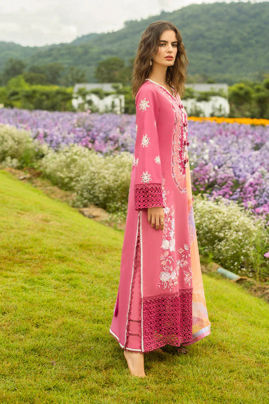 MUSHQ-3PC LAWN EMBROIDERED SHIRT WITH CHIFFON PRINT DUPATTA & TROUSER-W.J-1722