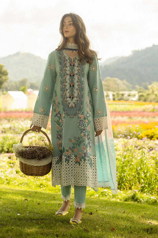MUSHQ-3PC LAWN EMBROIDERED SHIRT WITH MONARK PRINT DUPATTA AND TROUSER-W.J-1706