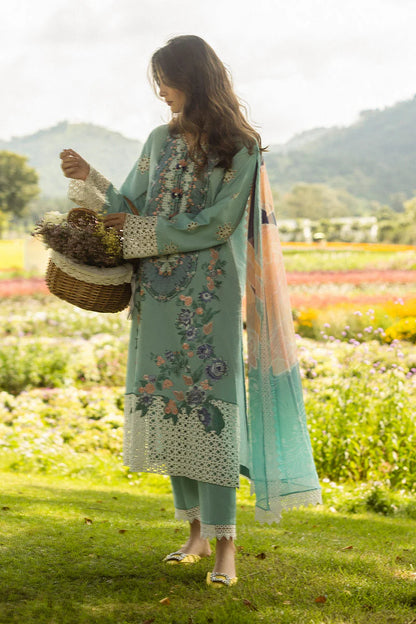 MUSHQ-3PC LAWN EMBROIDERED SHIRT WITH MONARK PRINT DUPATTA AND TROUSER-W.J-1706