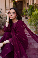 BATIK-3PC DHANAK EMBROIDERED SHIRT WITH CHIFFON EMBROIDERED DUPATTA AND EMB TROUSER-W.J-5124