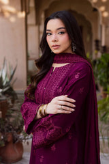 BATIK-3PC DHANAK EMBROIDERED SHIRT WITH CHIFFON EMBROIDERED DUPATTA AND EMB TROUSER-W.J-5124