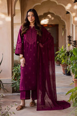 BATIK-3PC DHANAK EMBROIDERED SHIRT WITH CHIFFON EMBROIDERED DUPATTA AND EMB TROUSER-W.J-5124