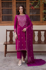 BATIK-3PC DHANAK EMBROIDERED SHIRT WITH CHIFFON EMBROIDERED DUPATTA AND EMB TROUSER-W.J-5116