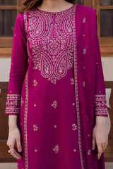 BATIK-3PC DHANAK EMBROIDERED SHIRT WITH CHIFFON EMBROIDERED DUPATTA AND EMB TROUSER-W.J-5116