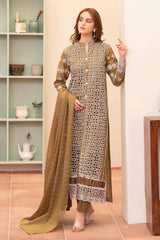 MIRAKHI - 3PC LAWN CHIKENKAARI EMBROIDERED SHIRT WITH LAWN TUBE SLUB DUPATTA AND TROUSER-W.J-1074
