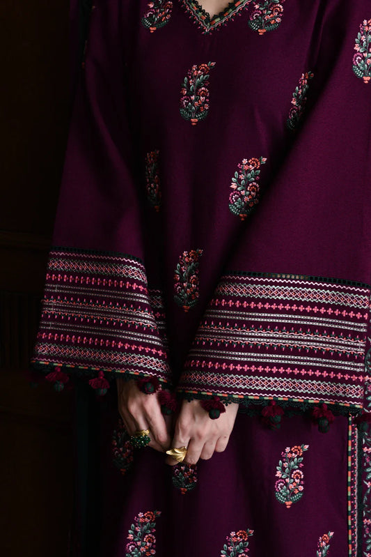 BATIK-3PC KARANDI EMBROIDERED SHIRT WITH DHANAK EMBROIDERED SHAWL AND TROUSER-W.J-2035