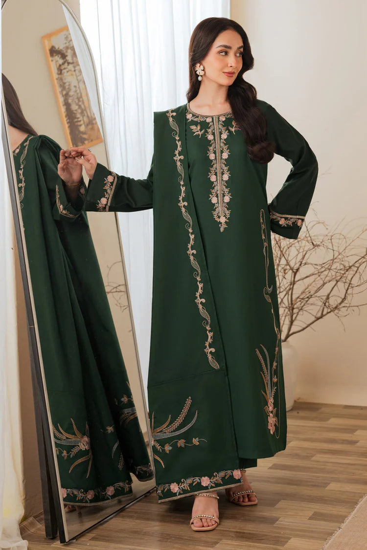 BATIK-3PC DHANAK EMBROIDERED SHIRT WITH DHANAK EMBROIDERED SHAWL AND TROUSER-W.J-5049