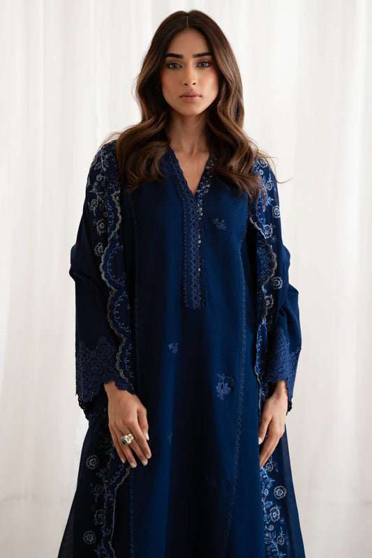 BATIK-3PC DHANAK EMBROIDERED SHIRT WITH DHANAK EMBROIDERED SHAWL AND TROUSER-WJ-1931