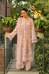 MAHNUR-3PC LAWN EMBROIDERED SHIRT WITH KHAADI NET EMBROIDERED DUPATTA AND TROUSER -W.J-4668