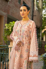 MAHNUR-3PC LAWN EMBROIDERED SHIRT WITH KHAADI NET EMBROIDERED DUPATTA AND TROUSER -W.J-4668
