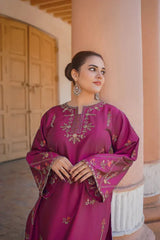 URGE-2PC LAWN SEQUIN EMBROIDERED SHIRT WITH EMB TROUSER-W.J-03