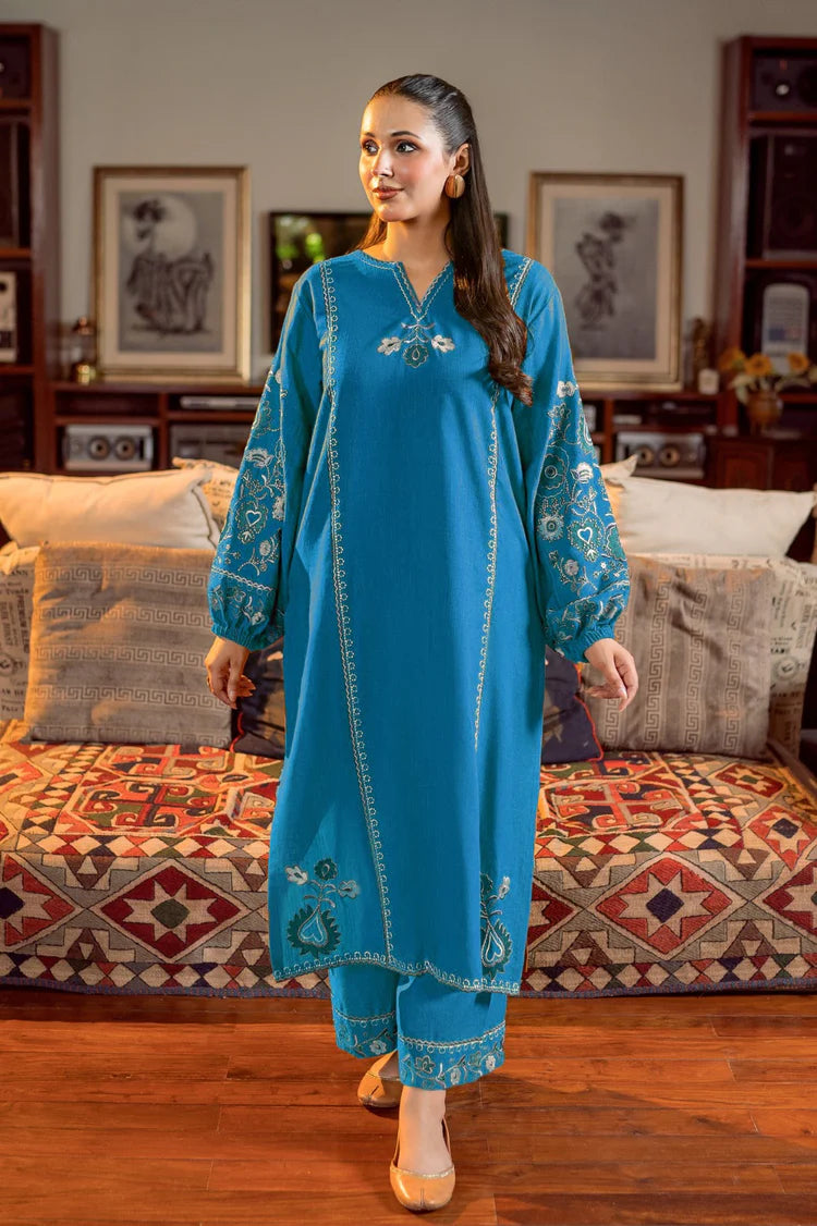 URGE-2PC LAWN SEQUIN EMBROIDERED SHIRT WITH EMB TROUSER-W.J-04